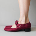 Low heel buckle and shallow cut single shoe for women