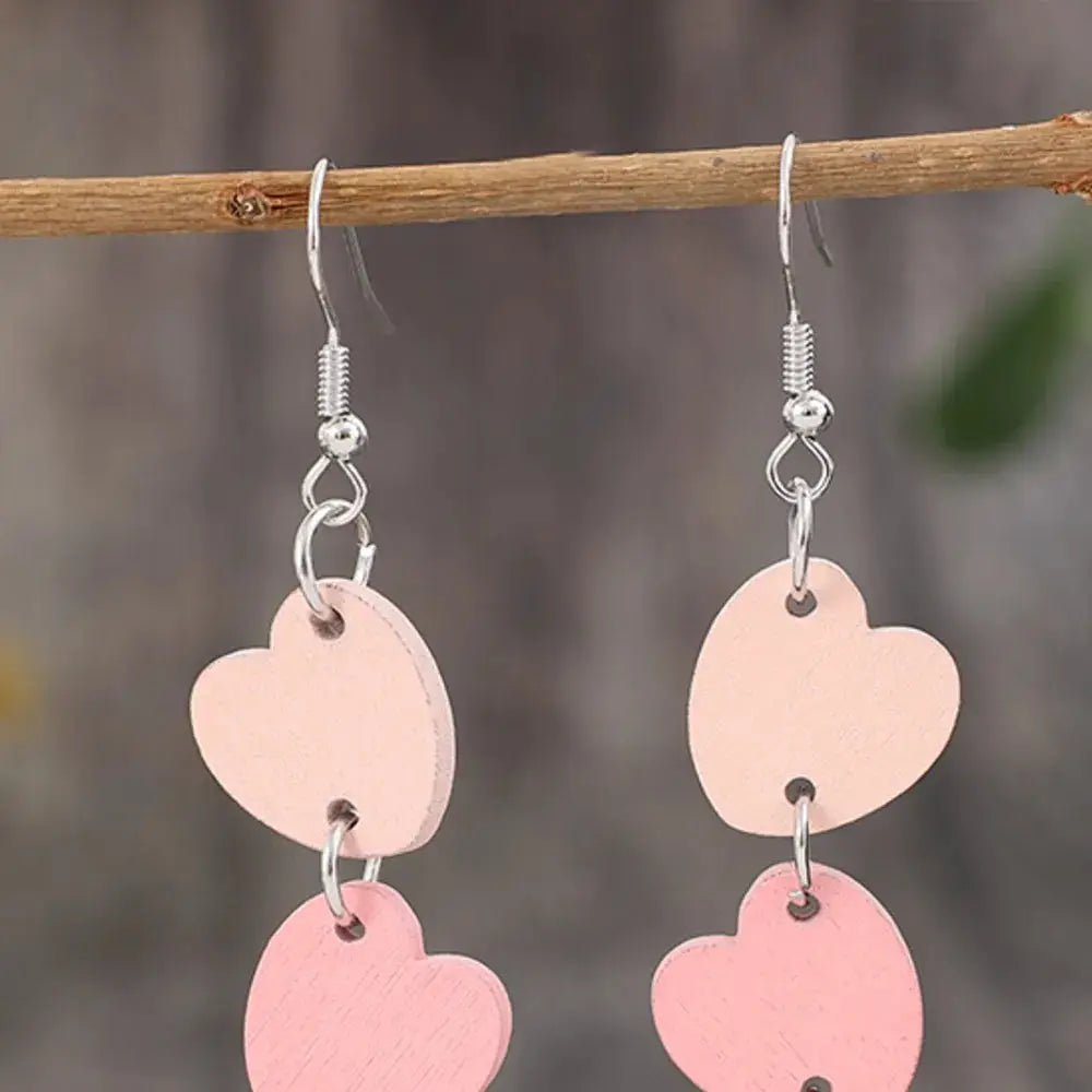 Heart Wood Dangle Earrings by Trendsi