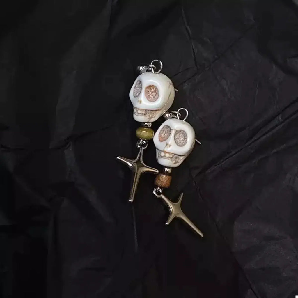 Skull Cross Drop Earrings by Trendsi