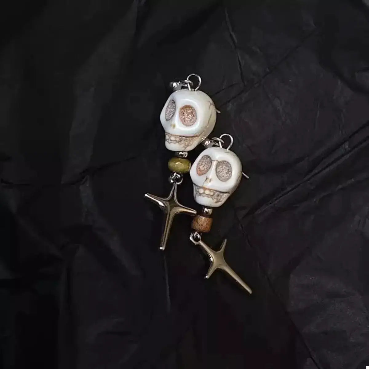 Skull Cross Drop Earrings by Trendsi