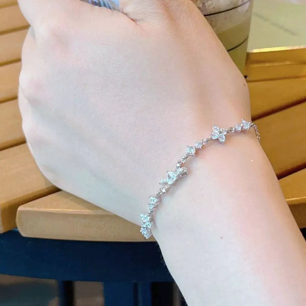 925 Sterling Silver Chain Bow Bracelet by Trendsi