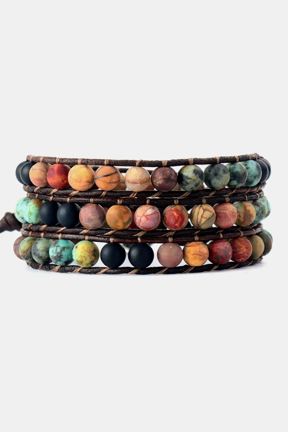 Handmade Triple Layer Beaded Agate Bracelet by Trendsi