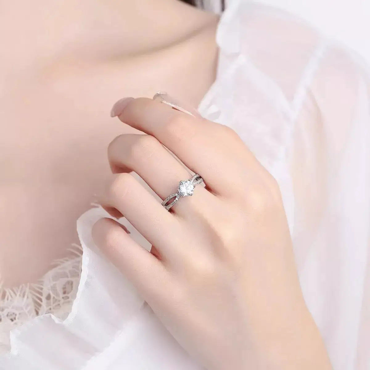 1 Carat Moissanite 925 Sterling Silver Ring by Trendsi