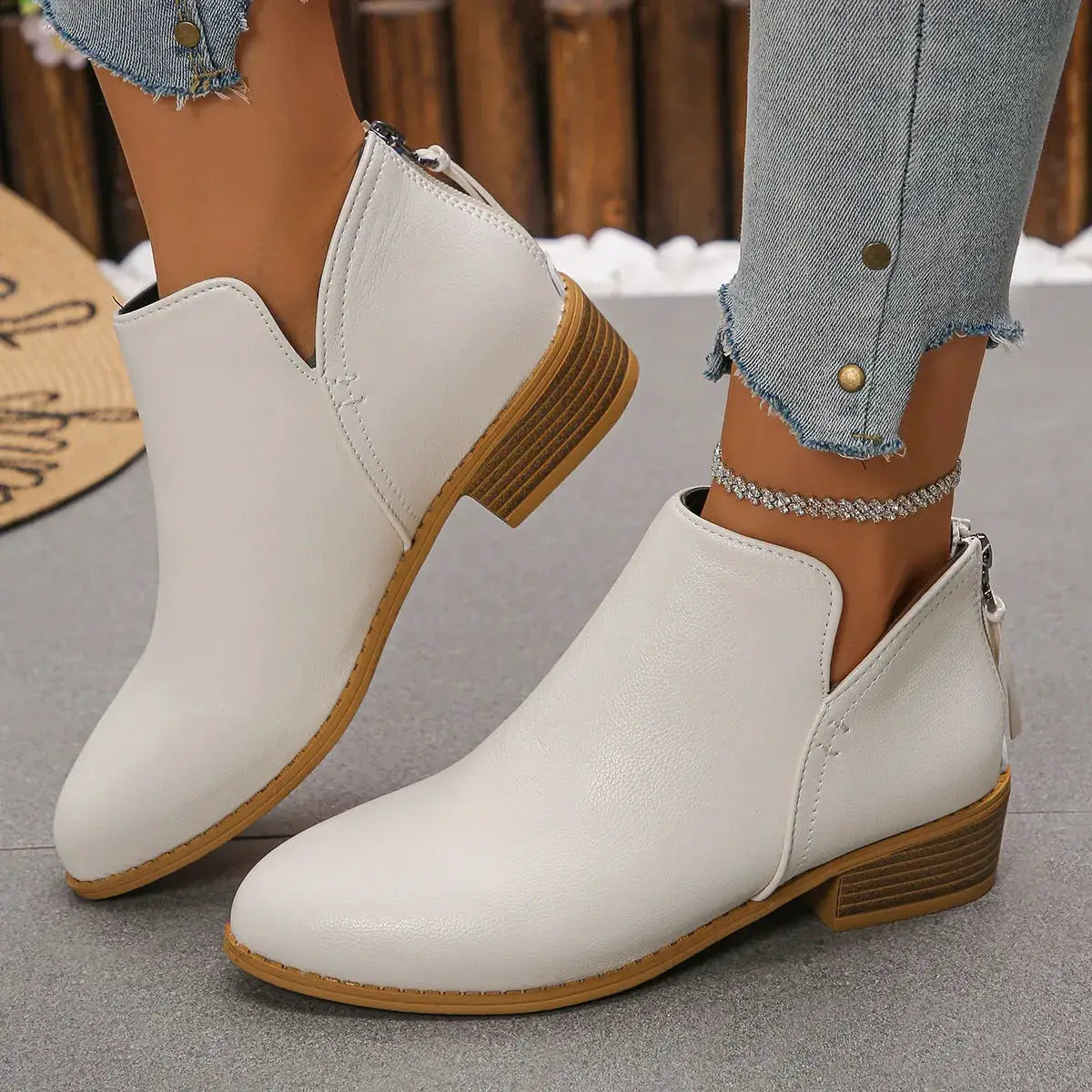 Classic Block Heel Ankle Boots by Trendsi