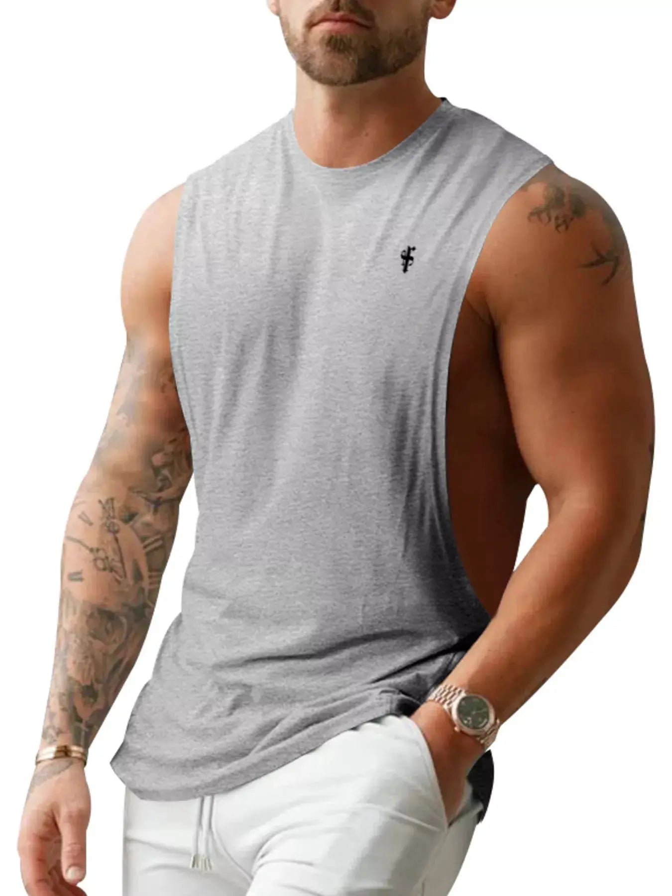 Men's Full Size Round Neck Tank Top Plus Size by Trendsi