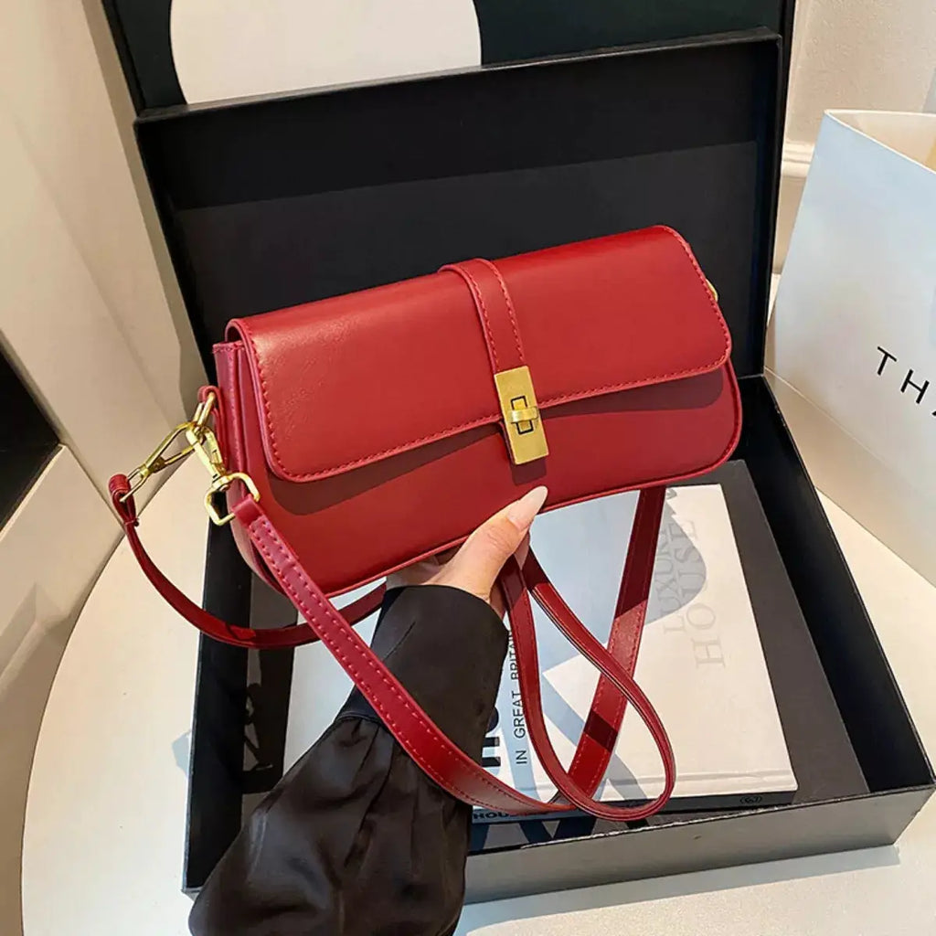 Rectangular Crossbody Bag with Golden Buckle by Trendsi