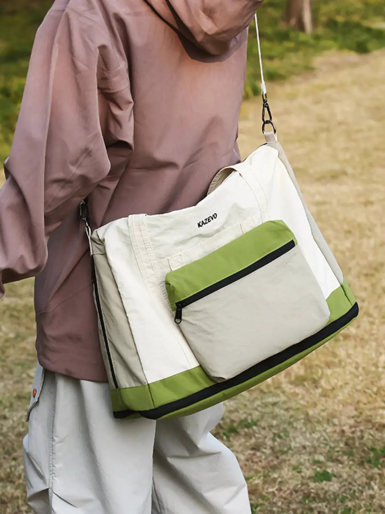 Color Block Nylon Travel Bag by Trendsi