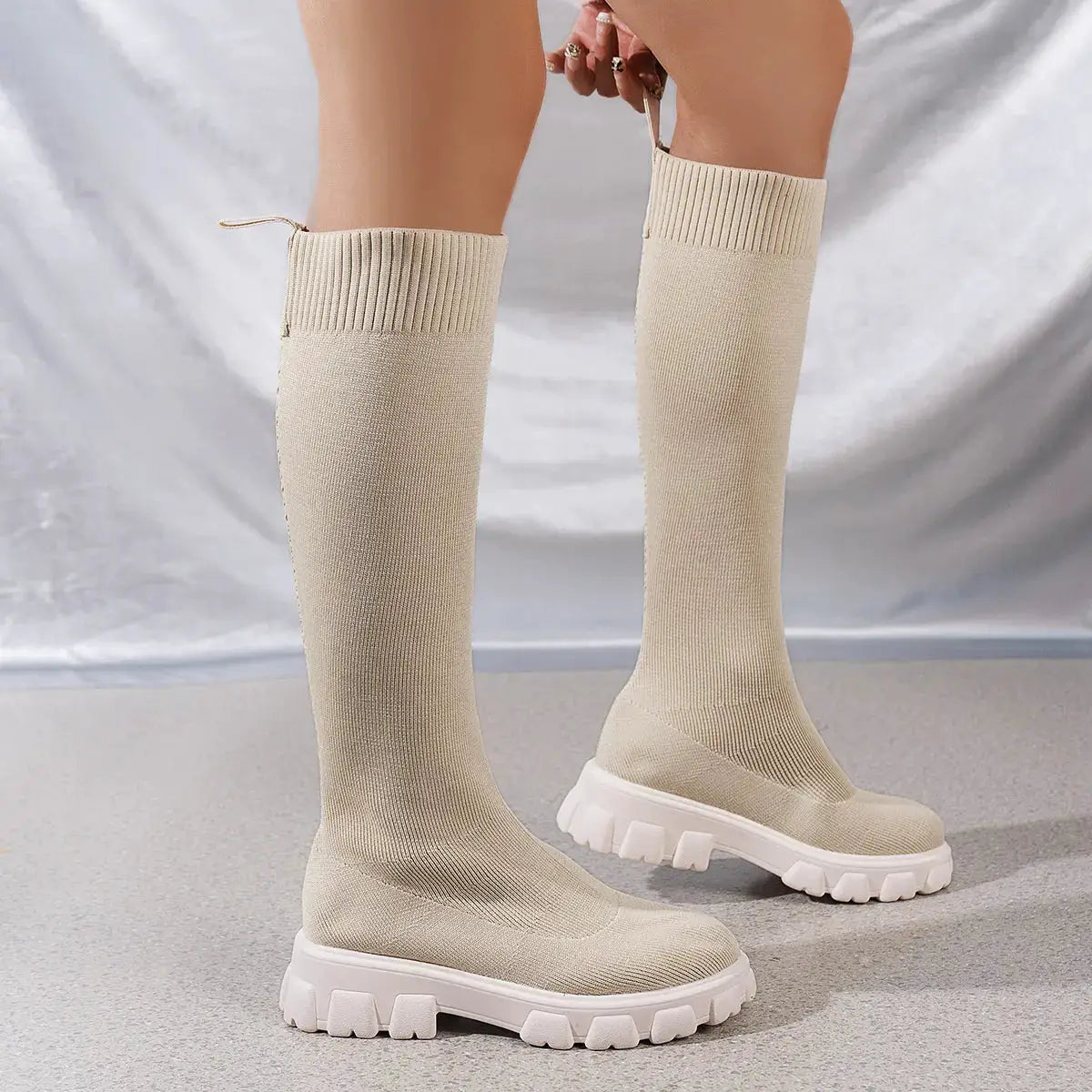 Round Toe Platform Boots by Trendsi