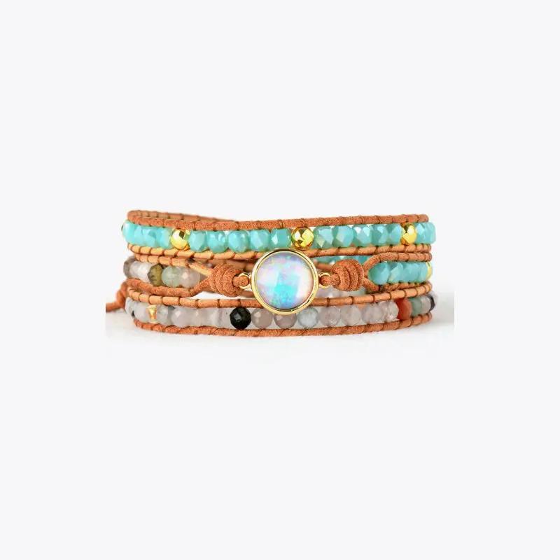 Opal Beaded Layered Bracelet by Trendsi