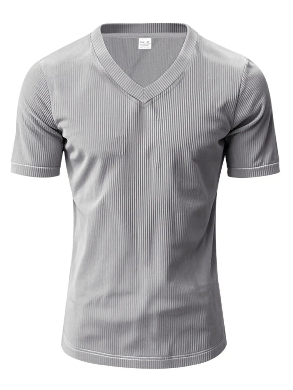 Men's Full Size Ribbed V-Neck T-Shirt Plus Size by Trendsi
