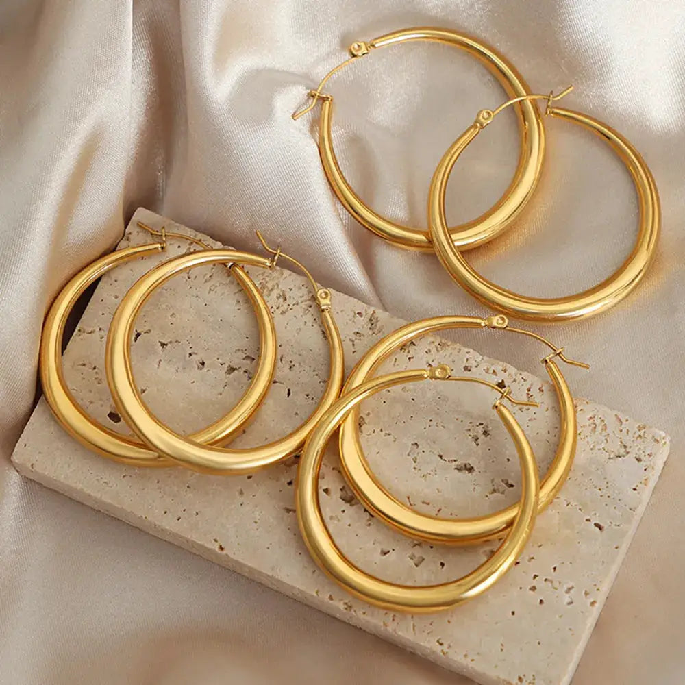 18K Gold-Plated Hoop Earrings by Trendsi