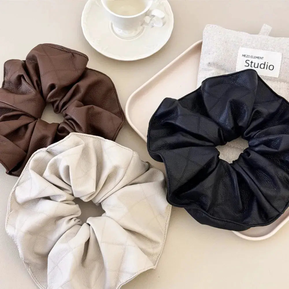 3-Piece PU Leather Elastic Hair Scrunchy by Trendsi