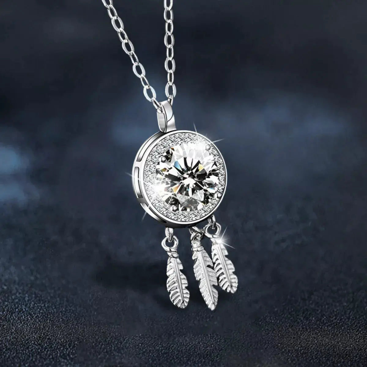1 Carat Moissanite 925 Sterling Silver Dreamcatcher Pendant Necklace by Trendsi
