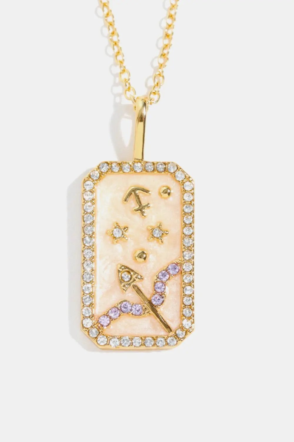Rhinestone Constellation Pendant Copper Necklace by Trendsi