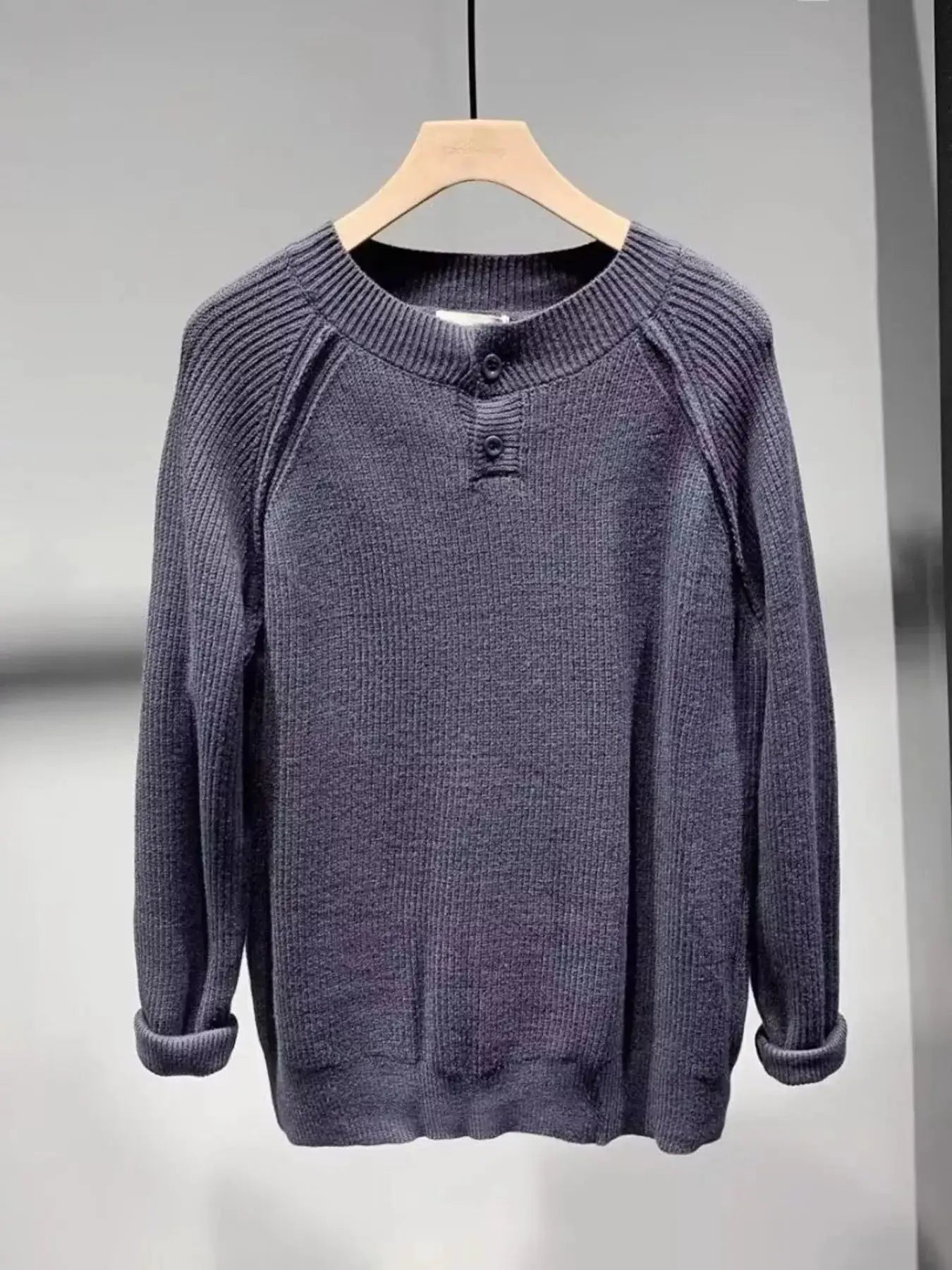 Men's Plus Size Ribbed Raglan Sleeve Knit Top by Trendsi
