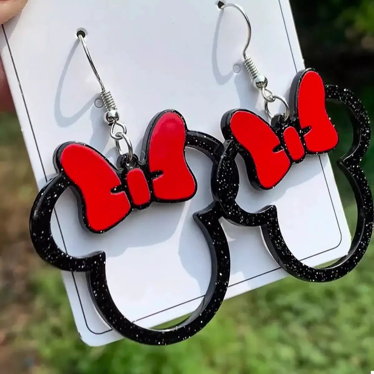 Mickey Mouse Bow Drop Earrings by Trendsi