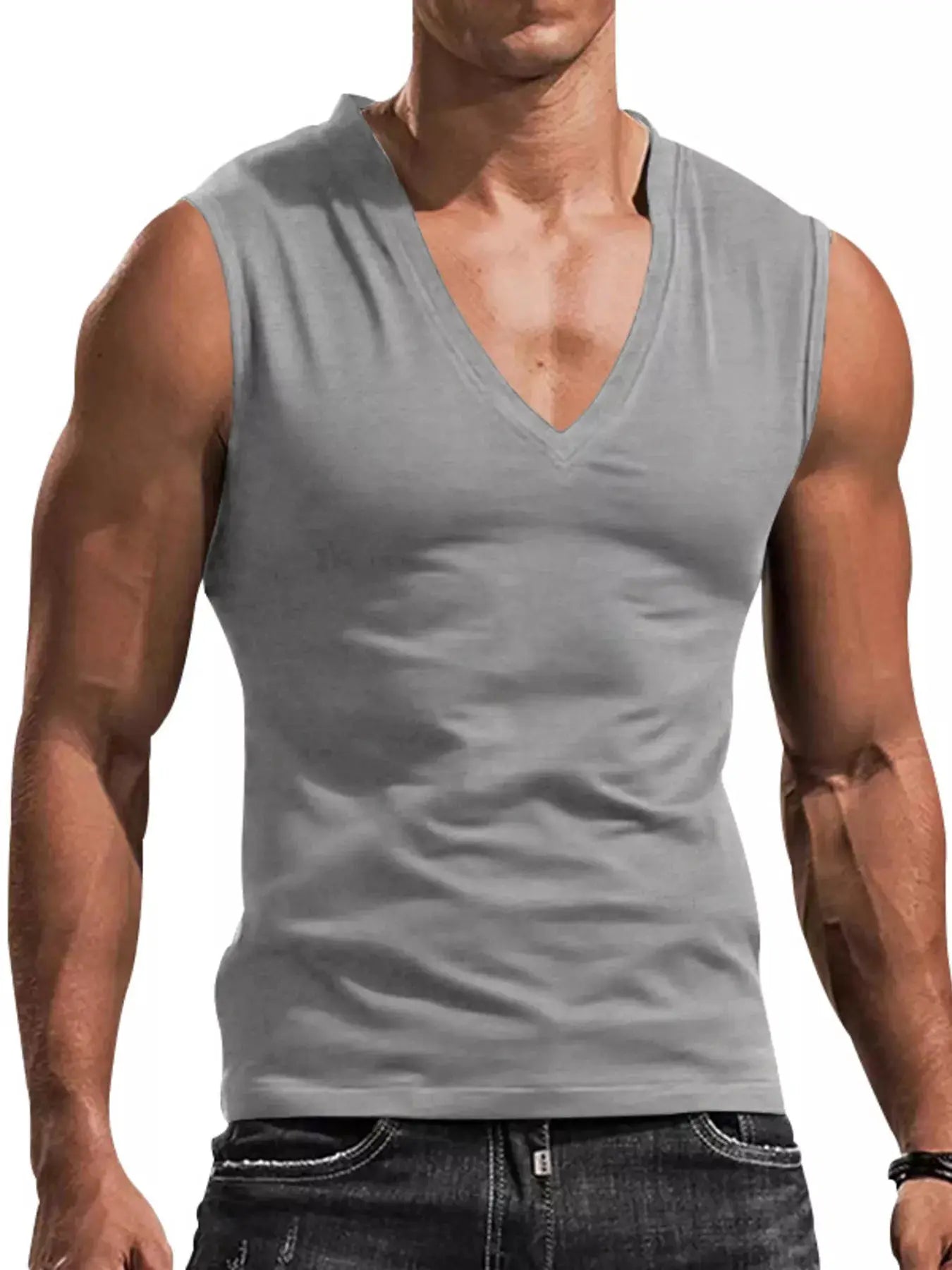 Men's Full Size V-Neck Tank Top Plus Size by Trendsi
