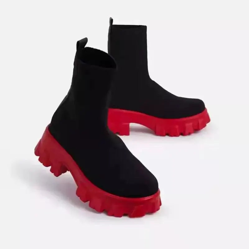 Round Toe Block Heels Boots by Trendsi