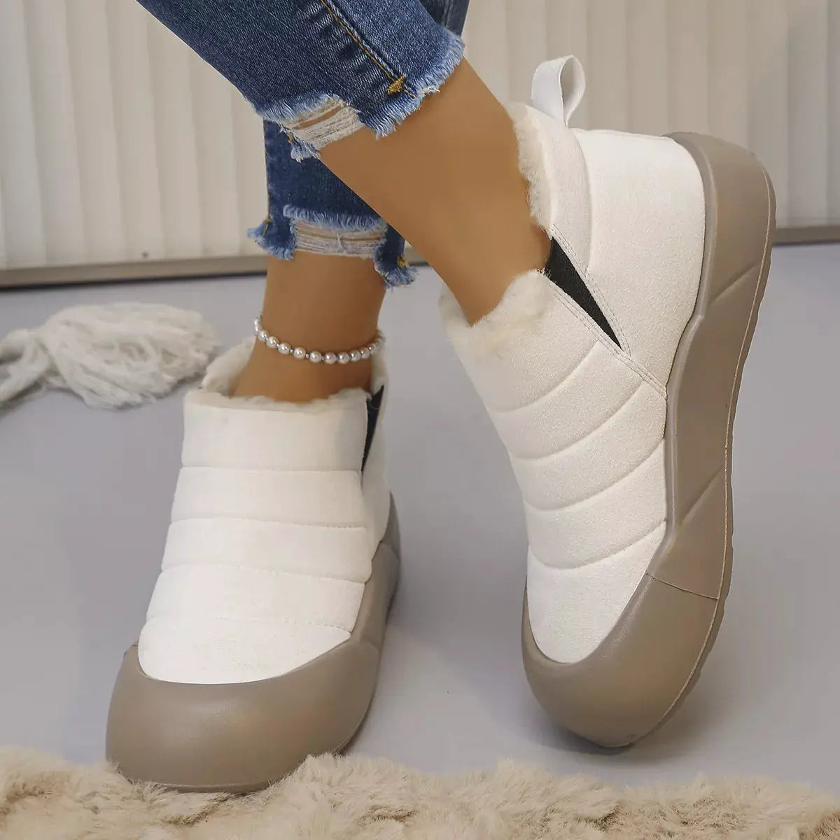 Warm Plush Lined Ankle Boots by Trendsi