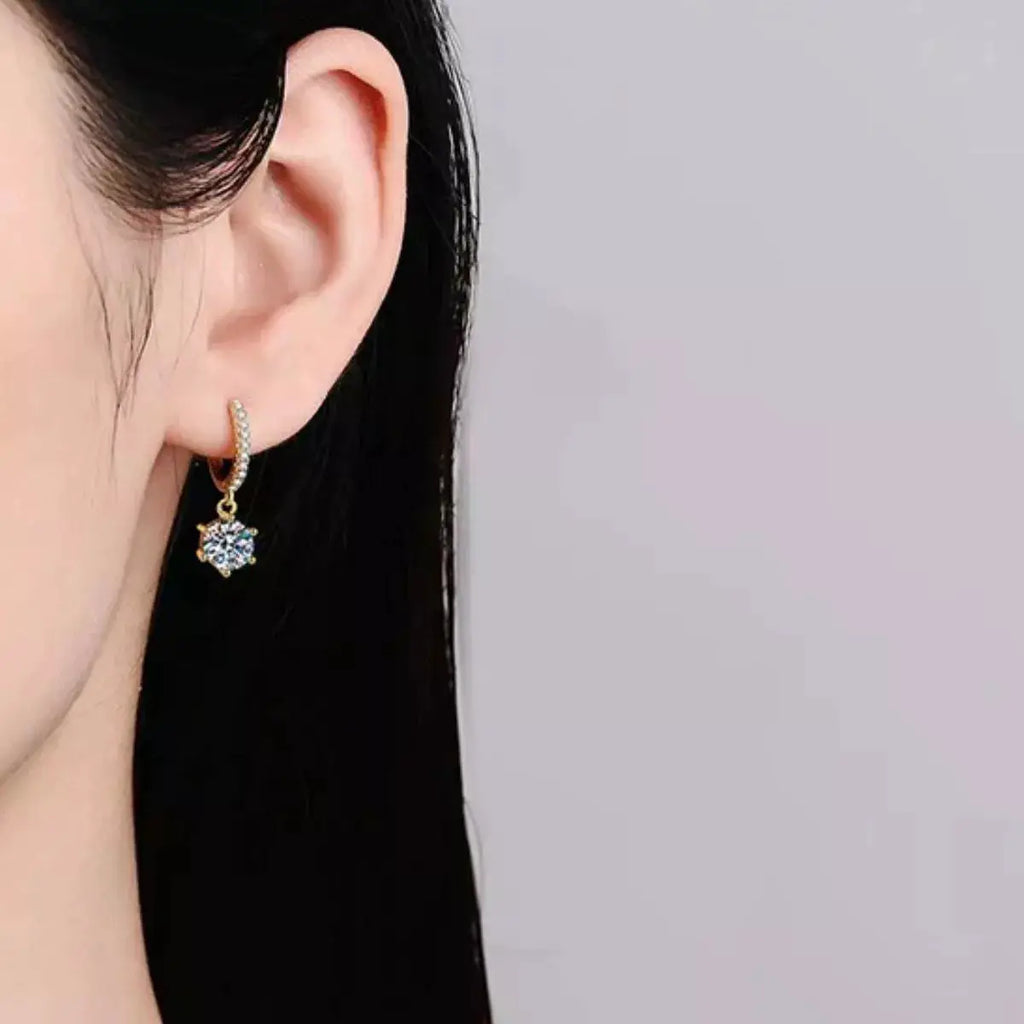 1 Carat 925 Sterling Silver Moissanite Drop Earrings by Trendsi