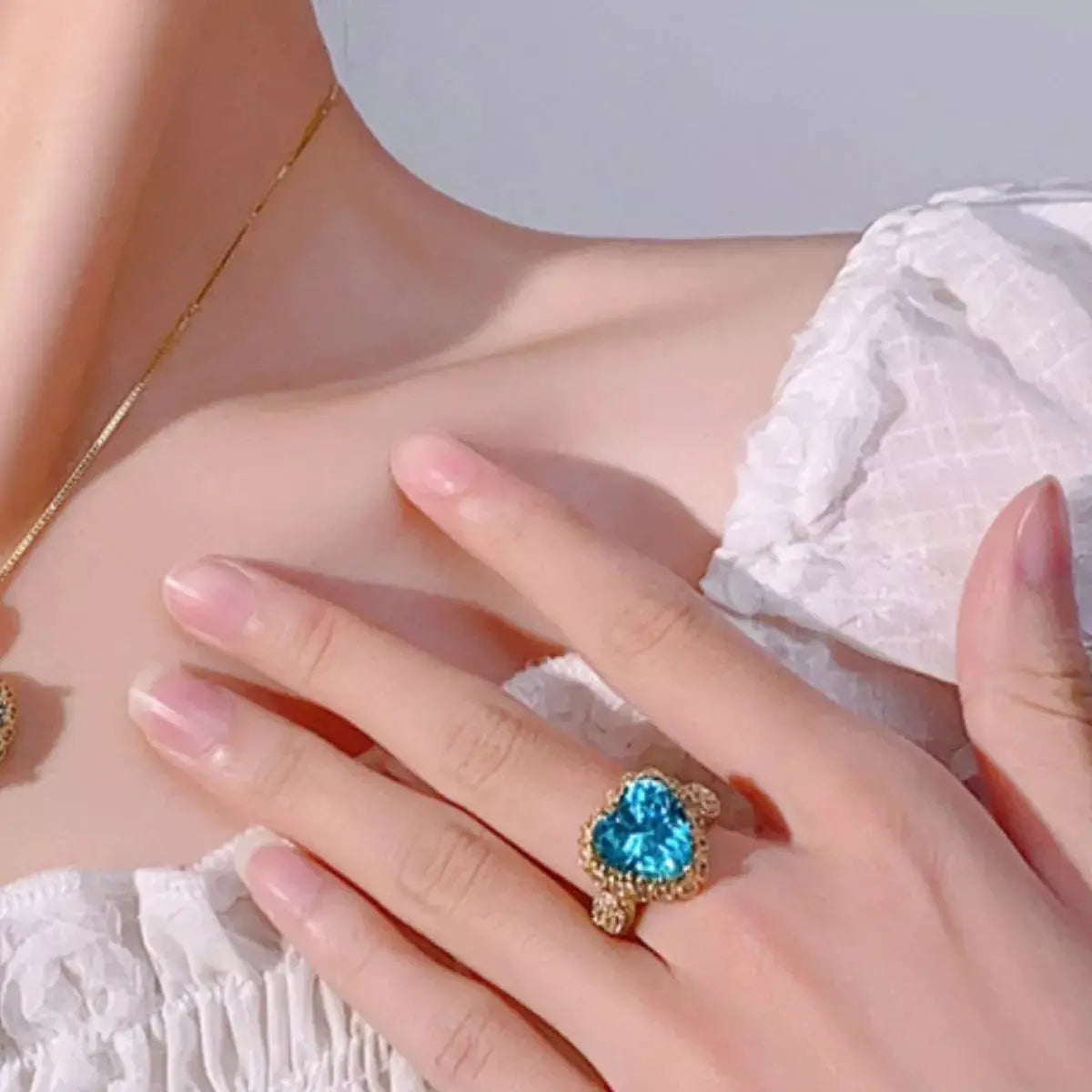 18K Gold-Plated Heart-Shaped Ring by Trendsi