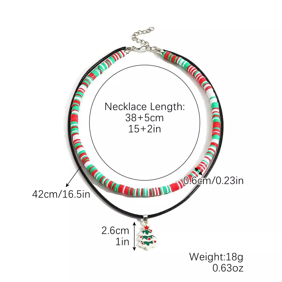 Colorful Double Layered Necklace with Christmas Tree Pendant by Trendsi