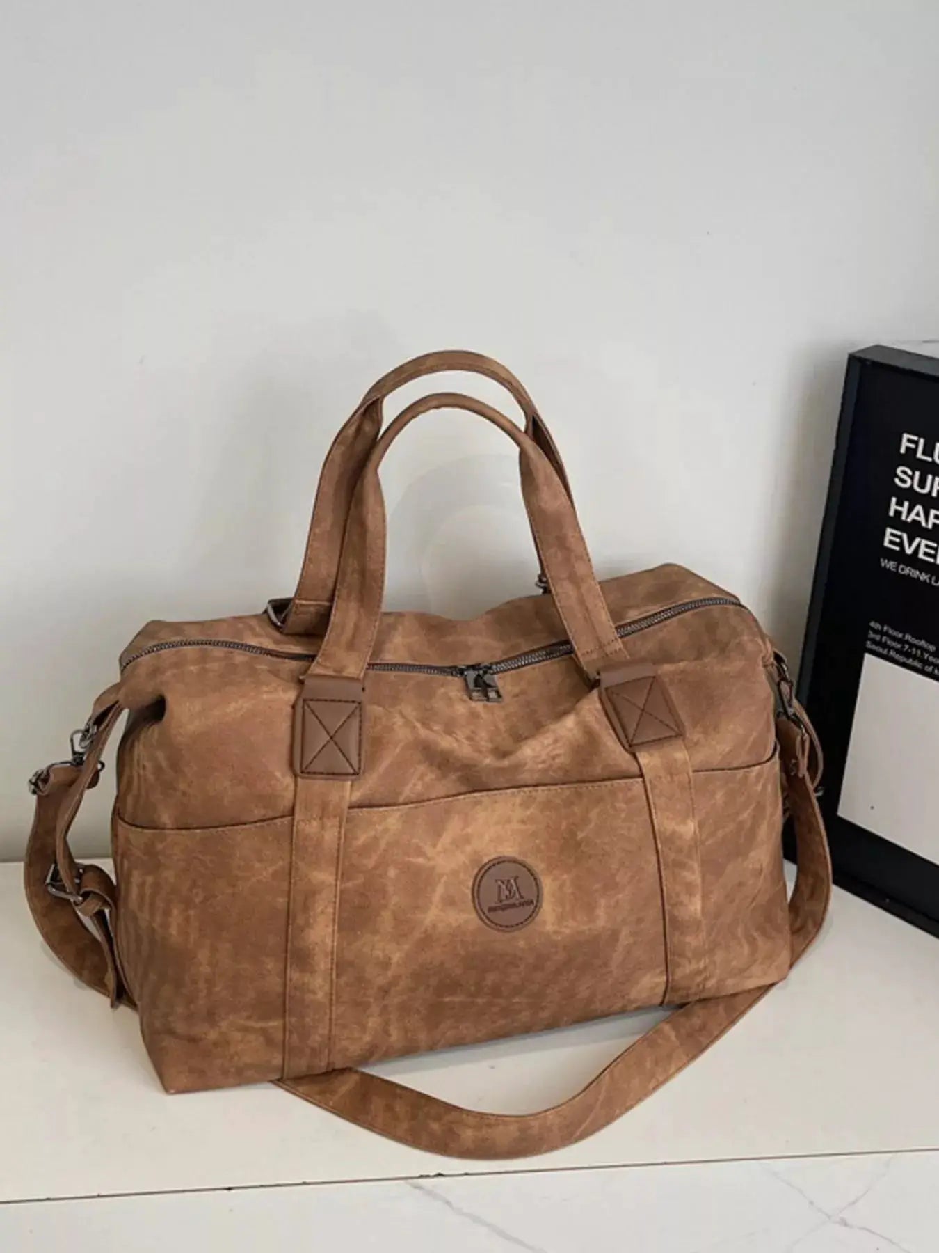 Vintage Washed Duffel Bag by Trendsi