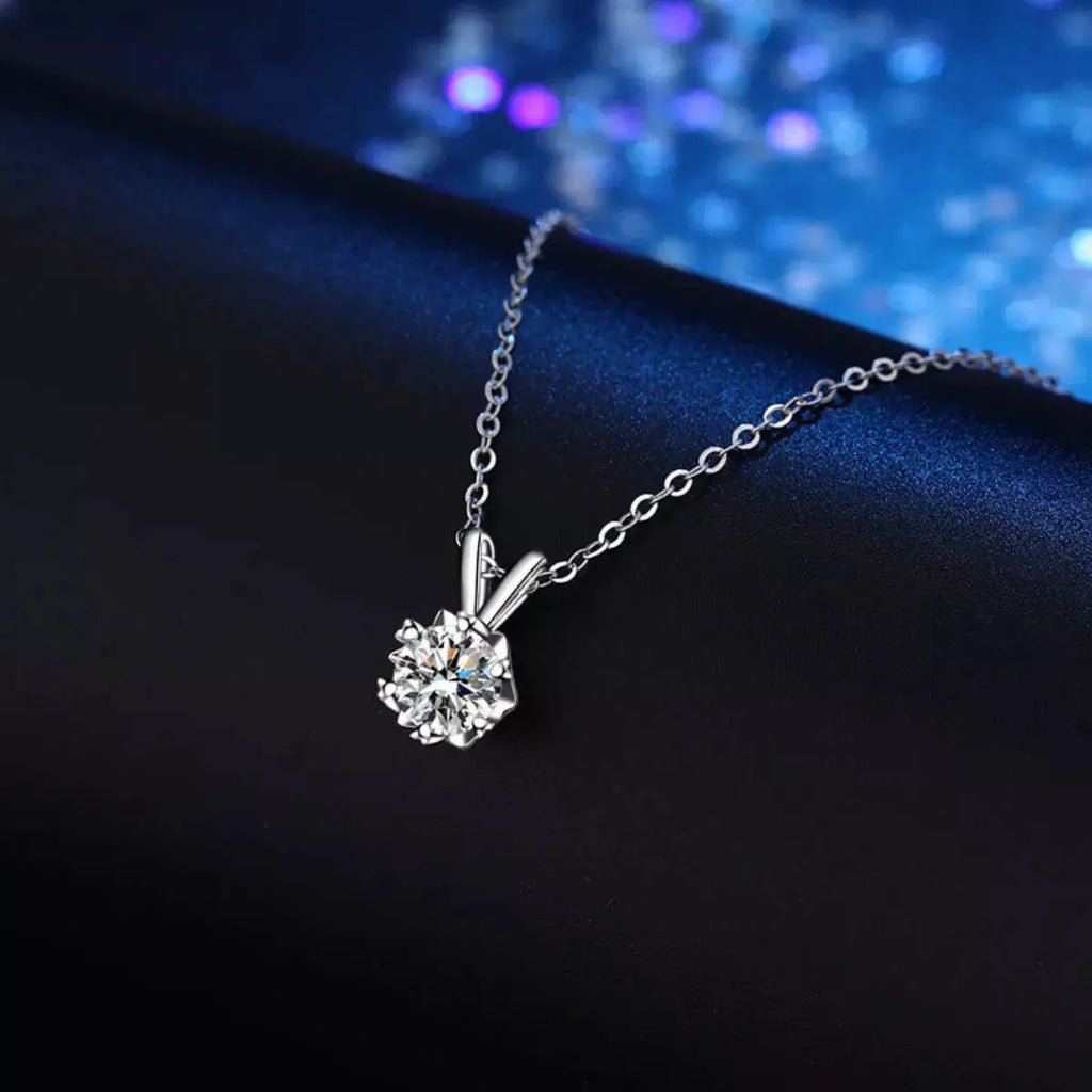1 Carat Moissanite 925 Sterling Silver Pendant Necklace by Trendsi