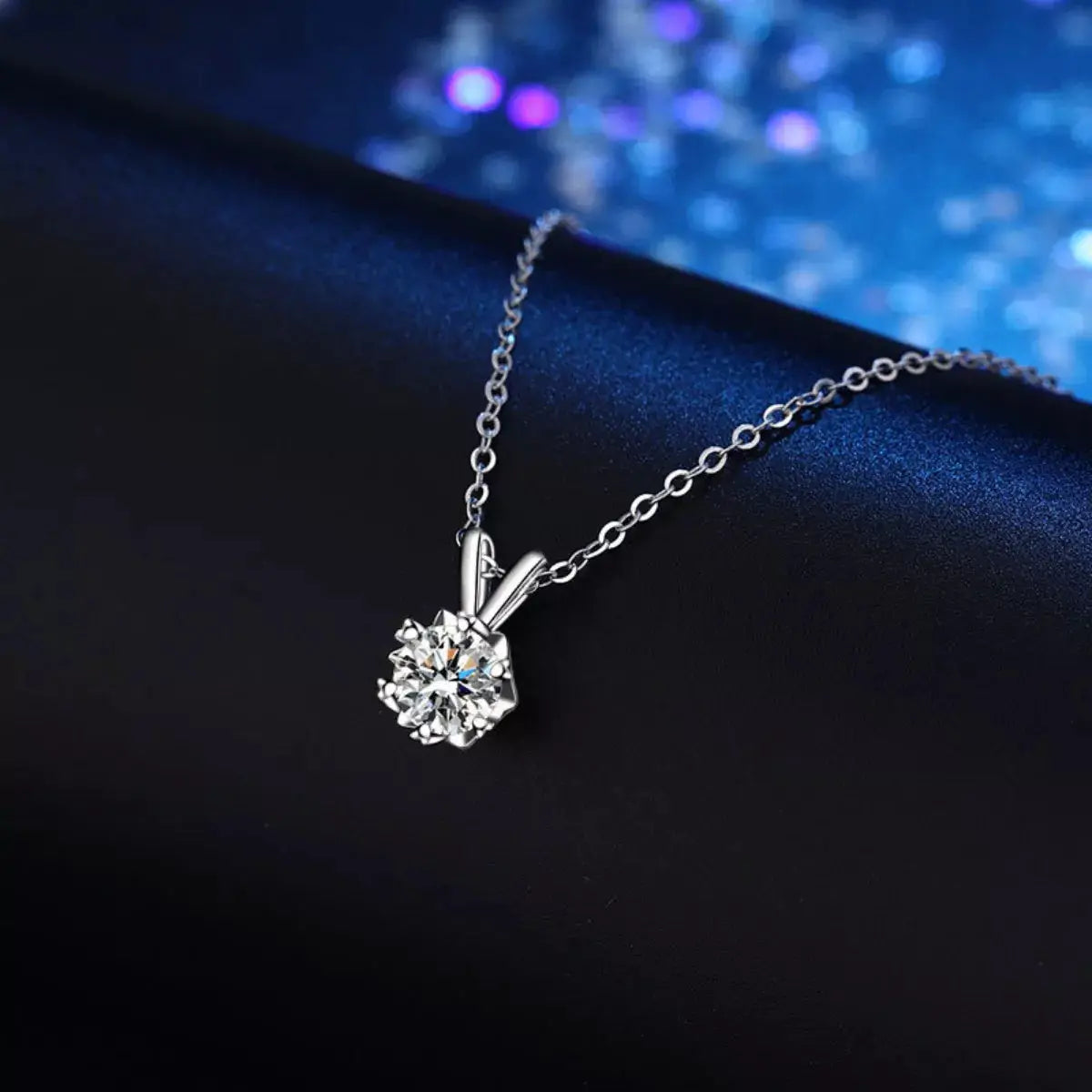 1 Carat Moissanite 925 Sterling Silver Pendant Necklace by Trendsi
