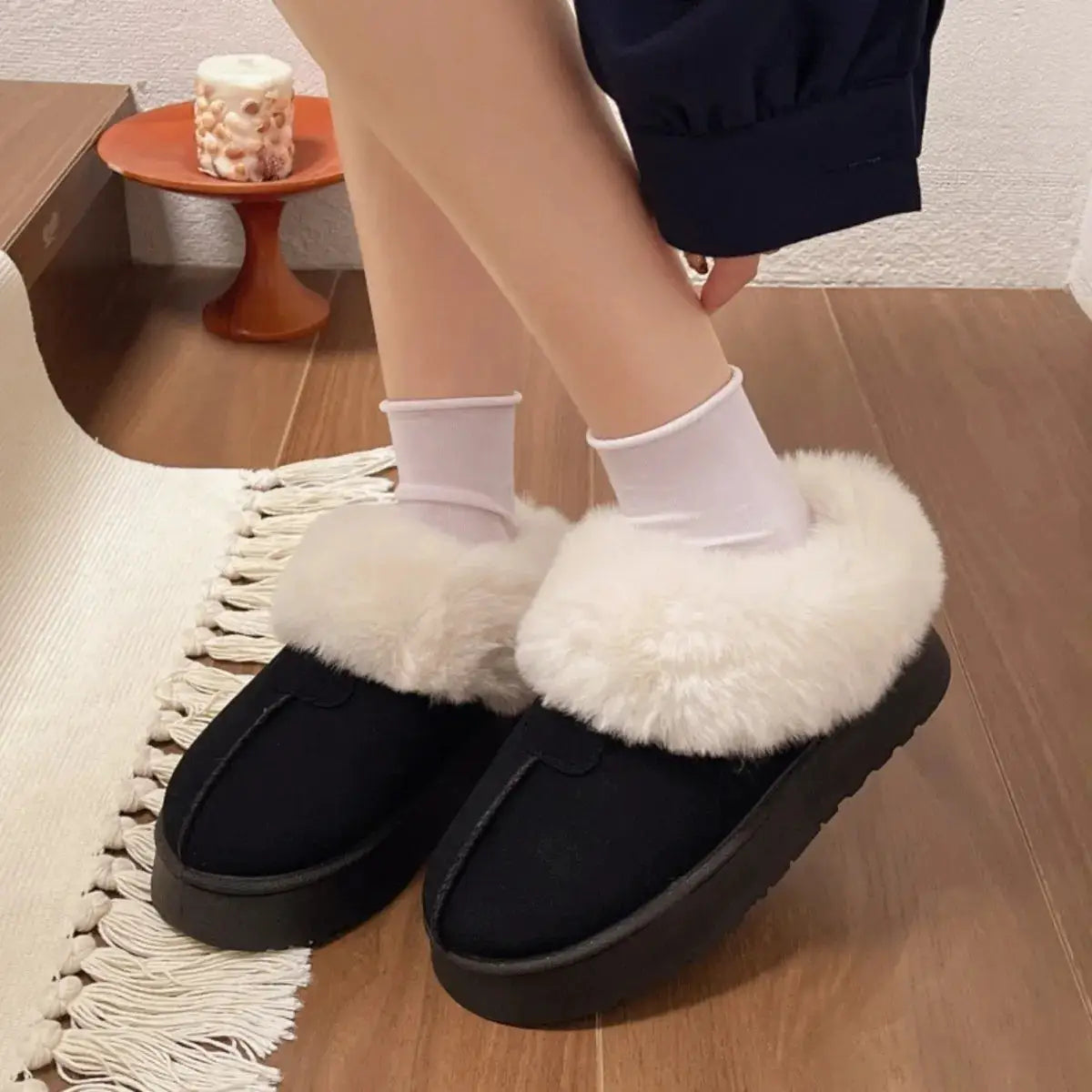 Cozy Furry Platform Boots by Trendsi