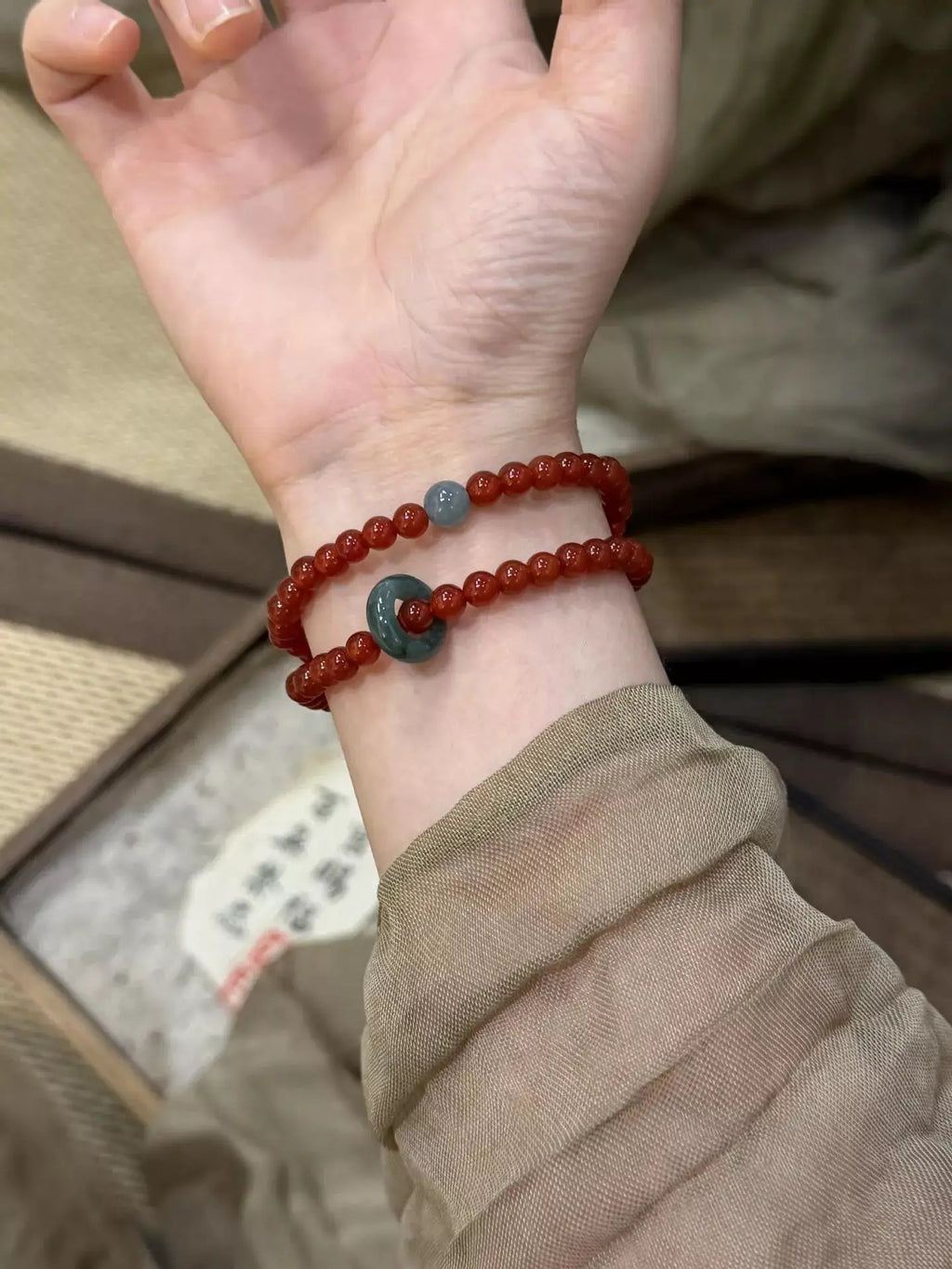 Double Layered Agate Beaded Bracelet by Trendsi