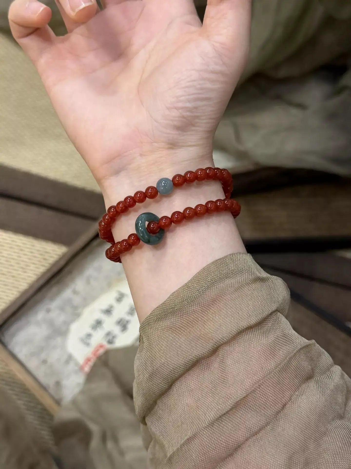 Double Layered Agate Beaded Bracelet by Trendsi