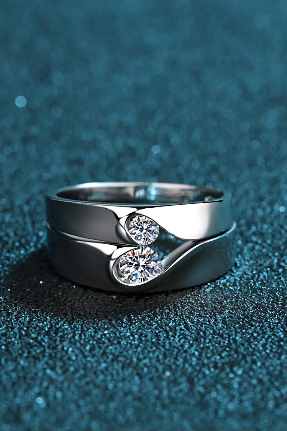 Moissanite Rhodium-Plated Ring by Trendsi