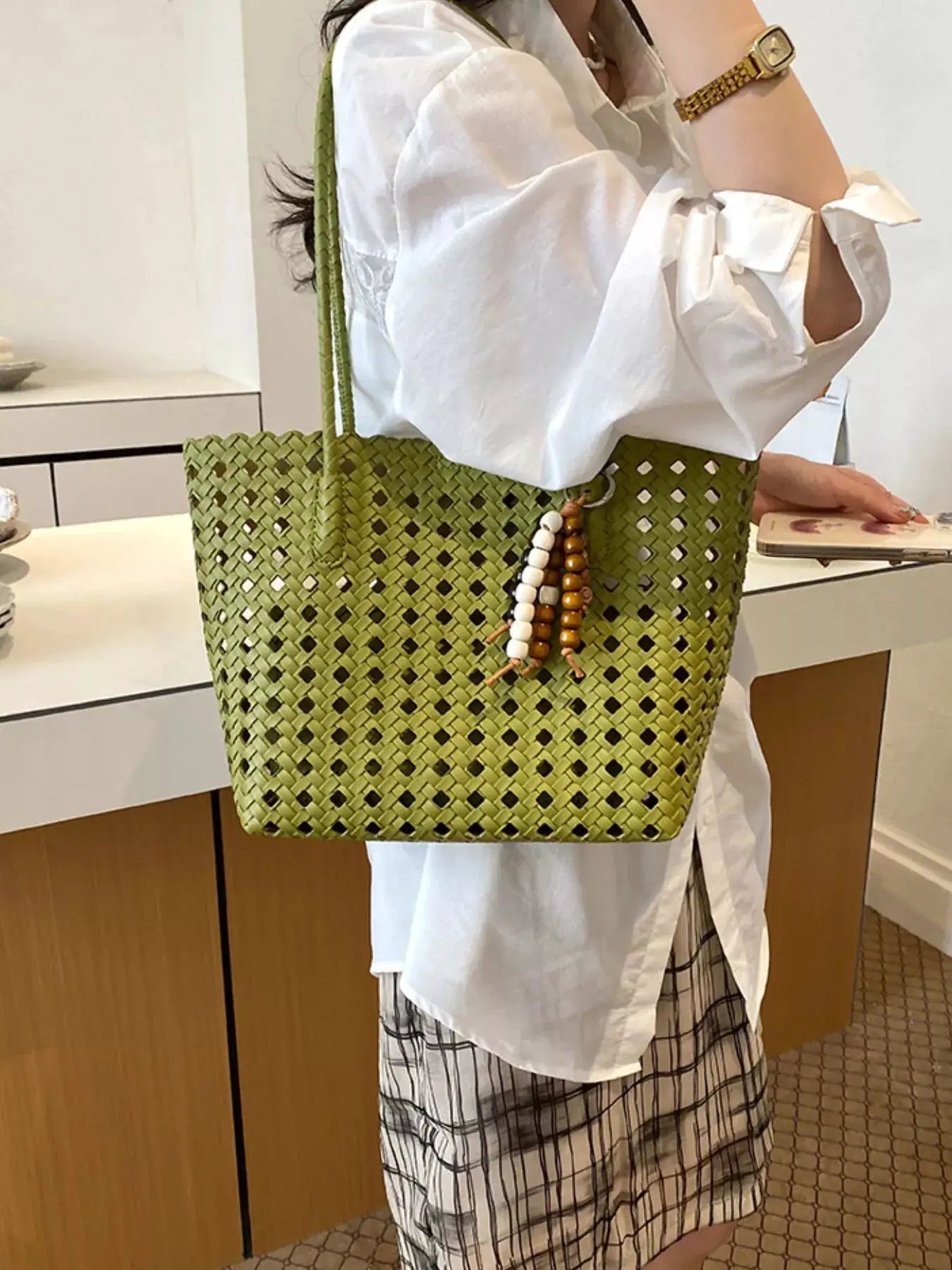 Cutout Leather Shoulder Bag by Trendsi