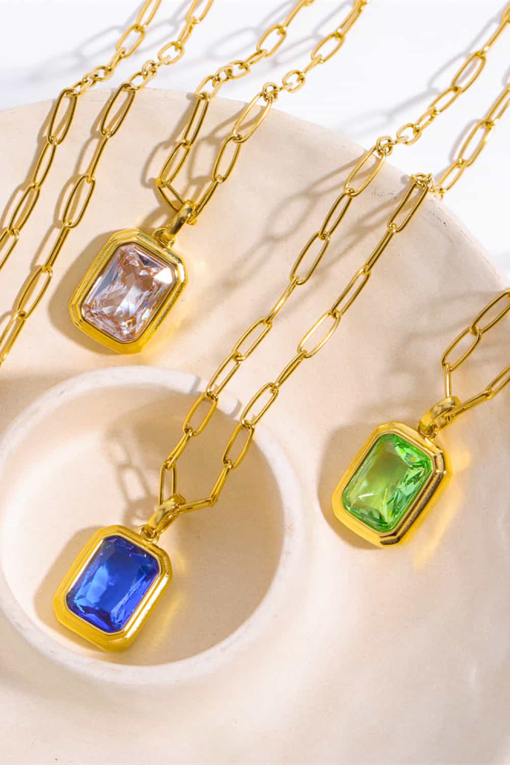 Zircon 18K Gold-Plated Geometrical Shape Pendant Necklace by Trendsi