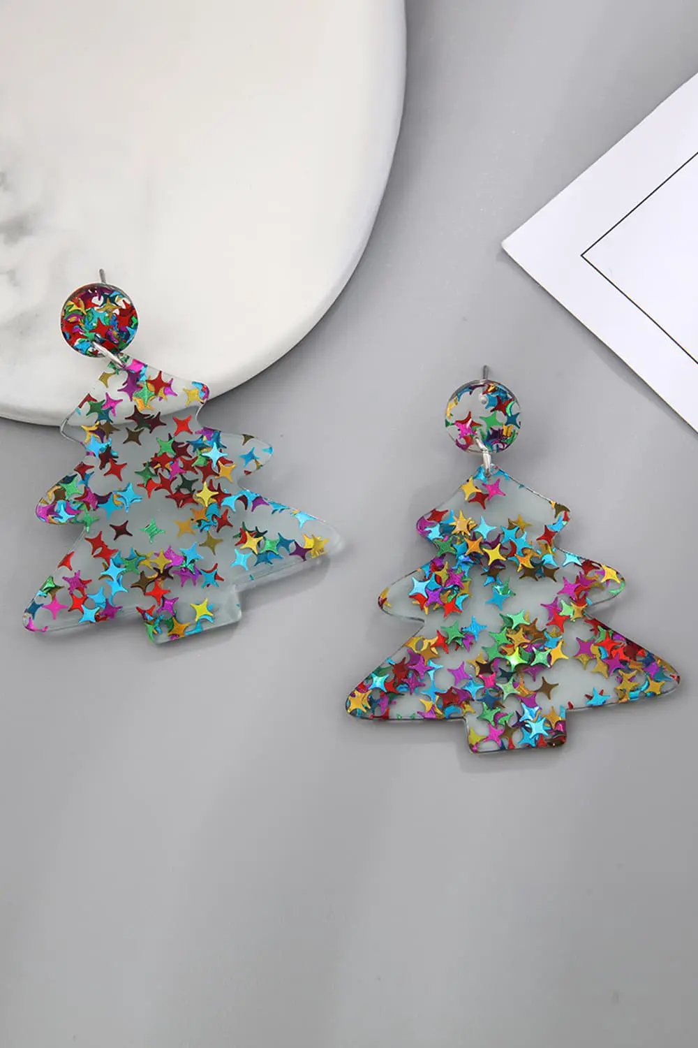 Christmas Tree Acrylic Earrings by Trendsi