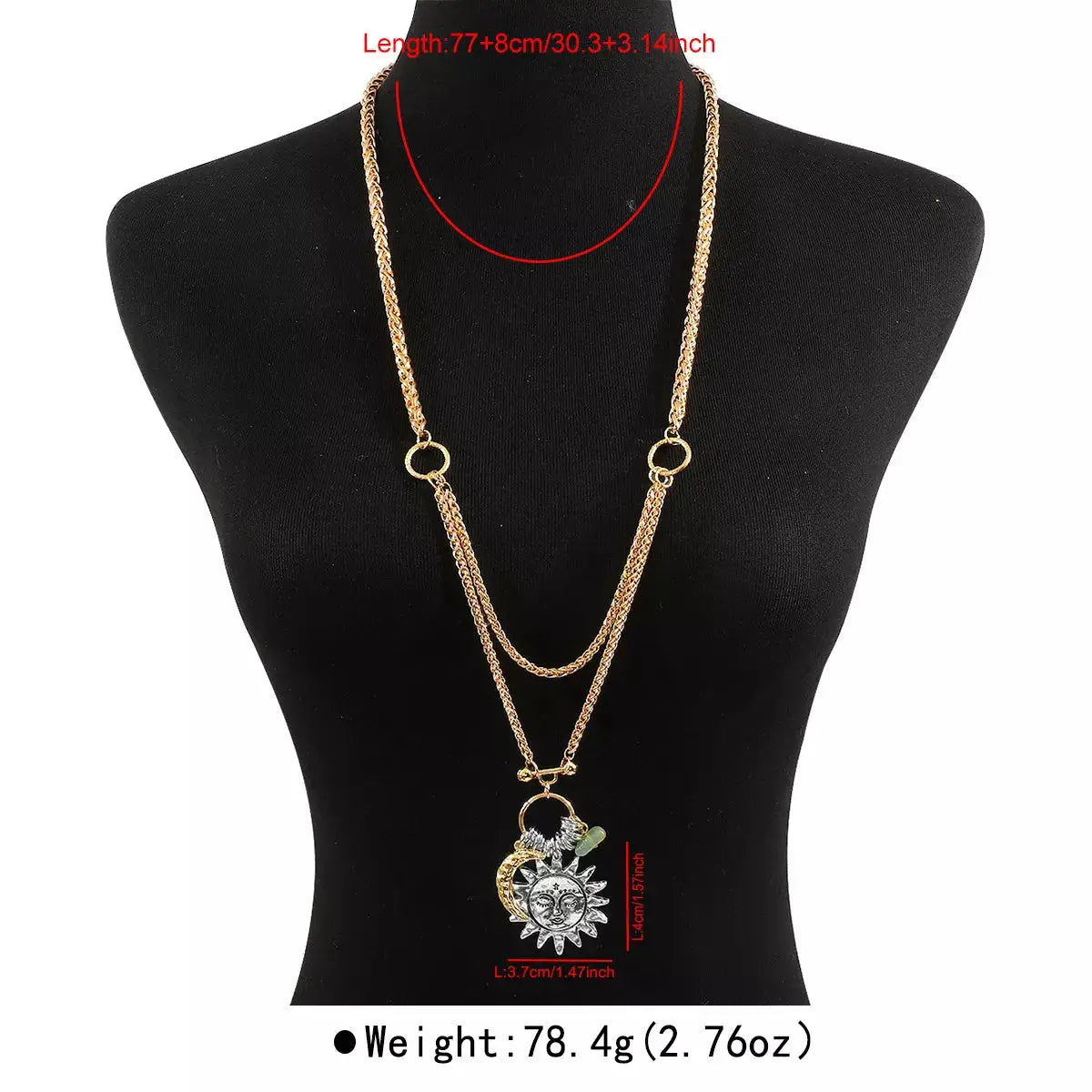 Moon & Sun Pendant Necklace by Trendsi