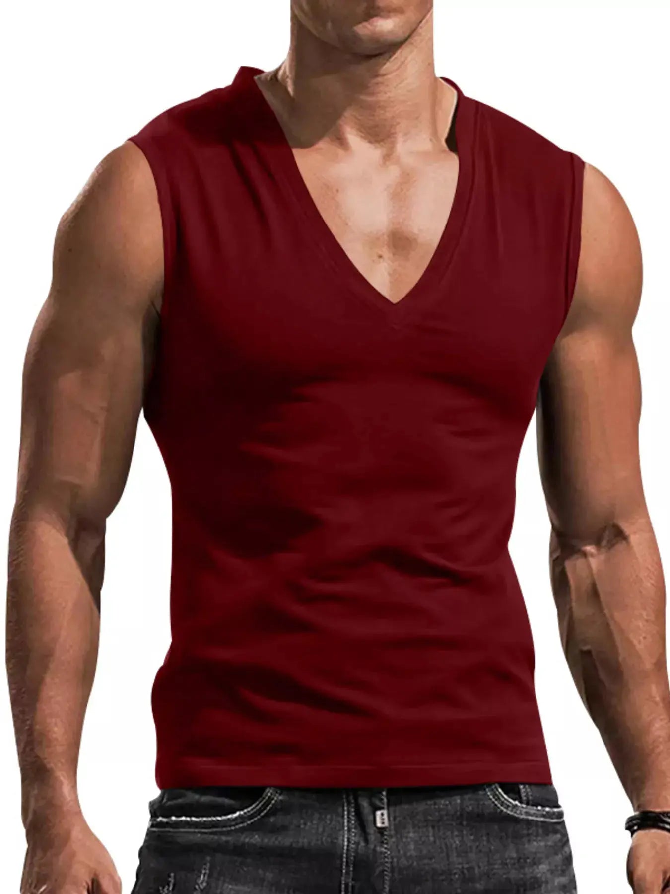 Men's Full Size V-Neck Tank Top Plus Size by Trendsi