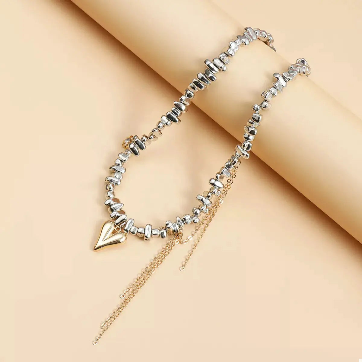 Silver-Plated Heart Necklace by Trendsi