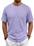 Men's Full Size Waffle Knit Raglan Short Sleeve T-Shirt Plus Size by Trendsi