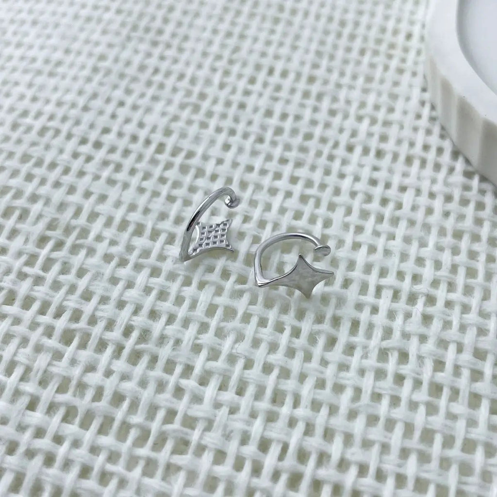 925 Sterling Silver Star Cuff Earrings by Trendsi