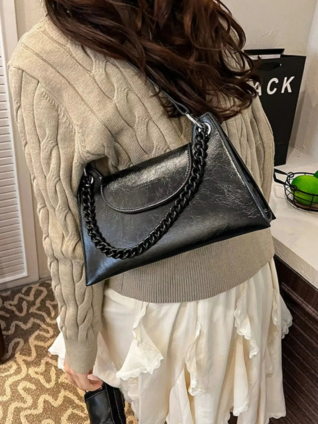 Chain Decor Flap Crossbody Bag by Trendsi