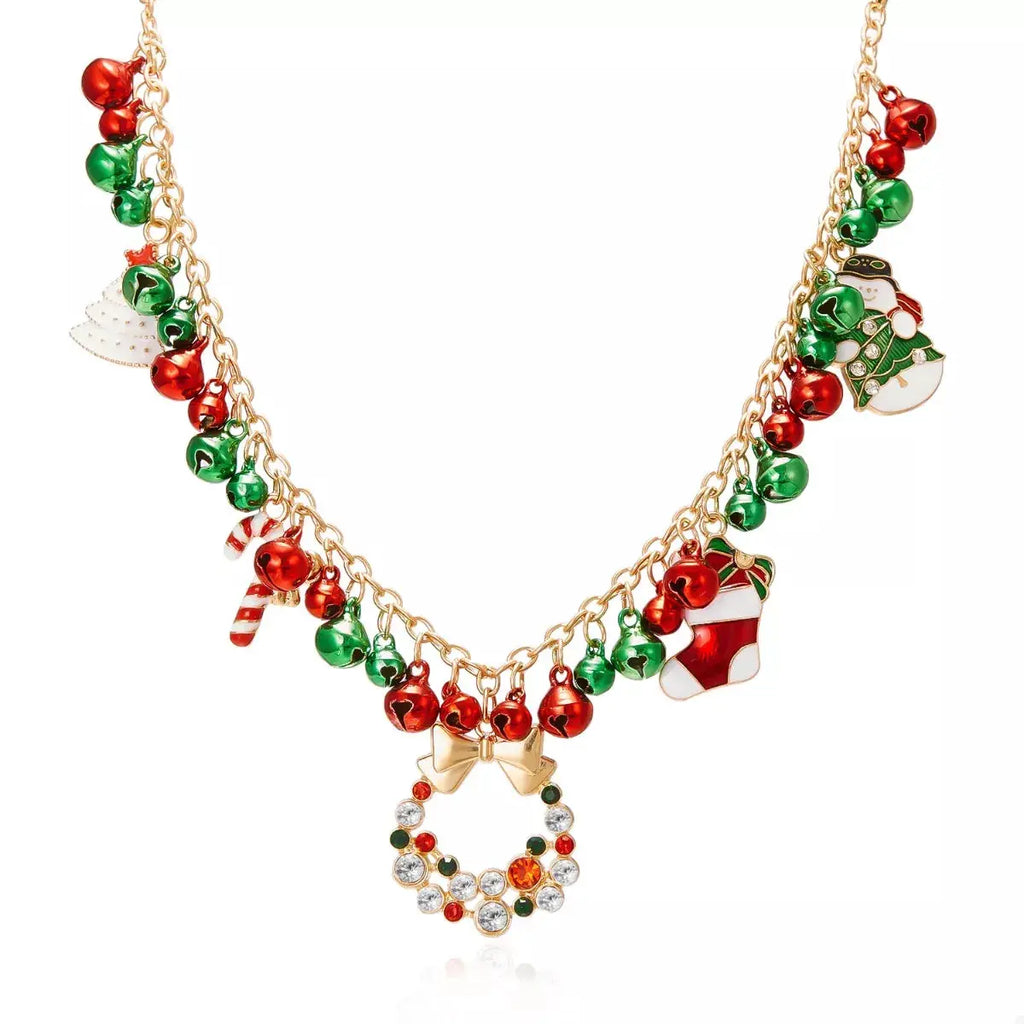 18K Gold-Plated Christmas Charm Necklace by Trendsi