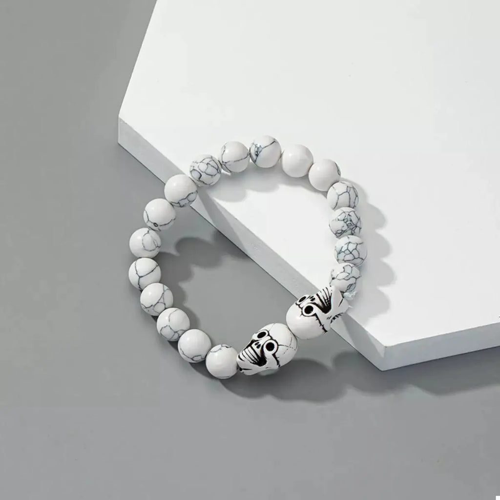 Halloween Skull Beaded Bracelet by Trendsi