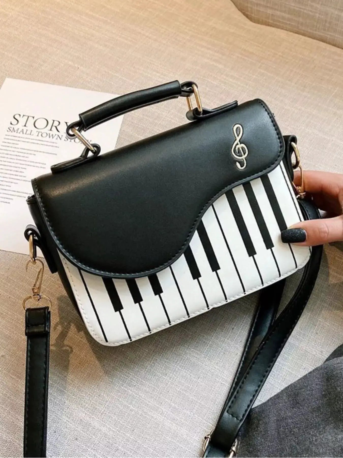 Piano Keys Crossbody Bag by Trendsi