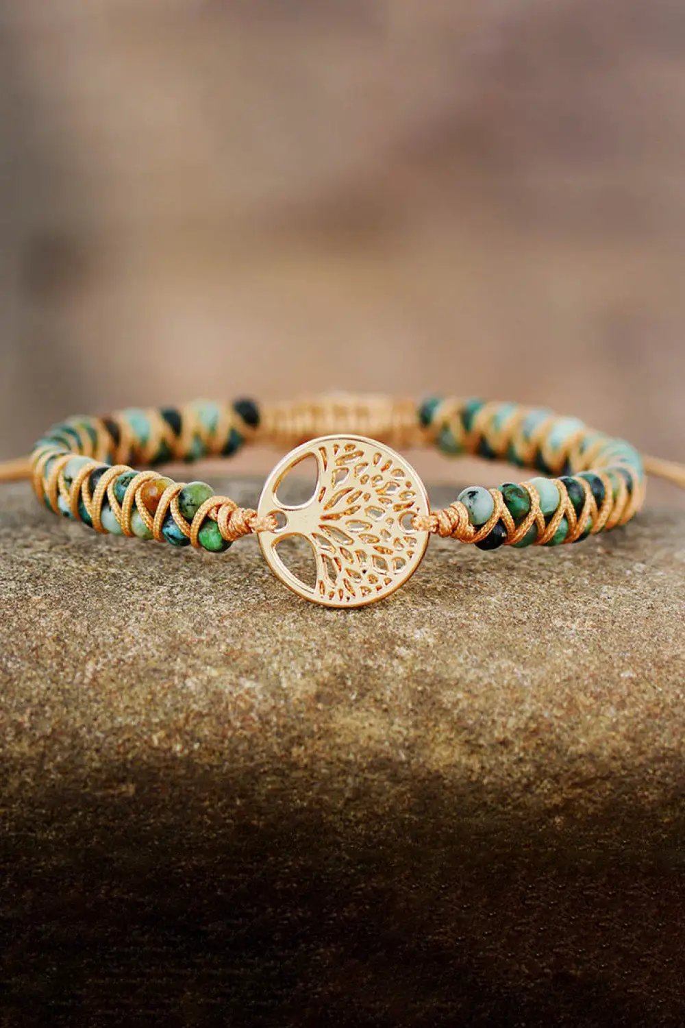 Handmade Tree Shape Beaded Copper Bracelet by Trendsi