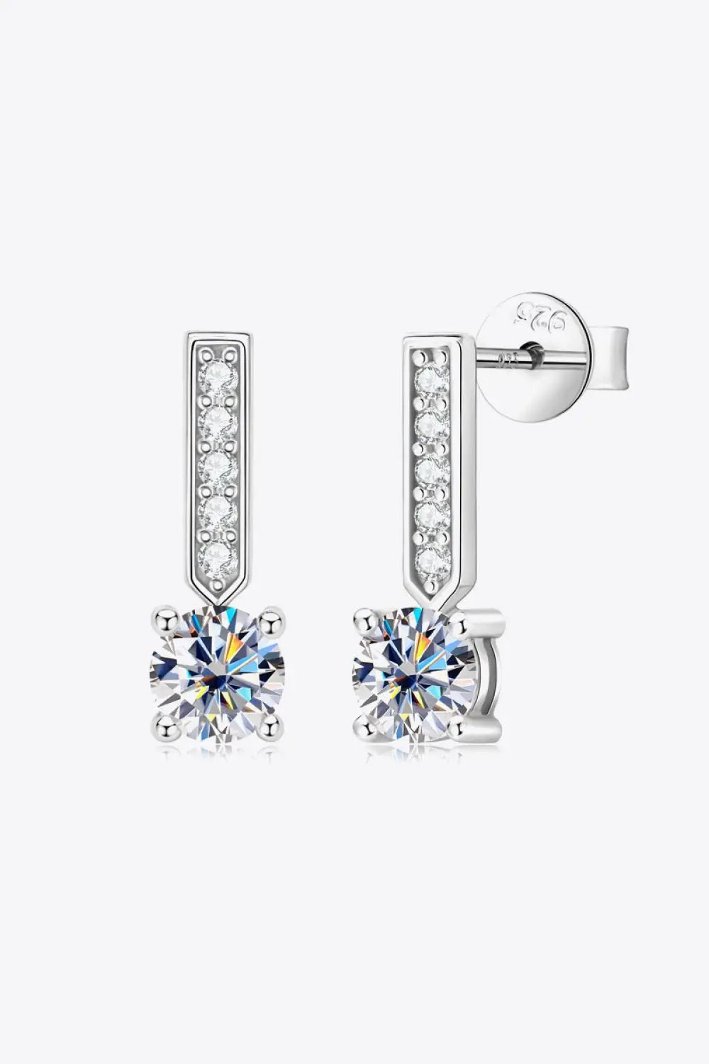 Moissanite and Zircon 925 Sterling Silver Drop Earrings by Trendsi