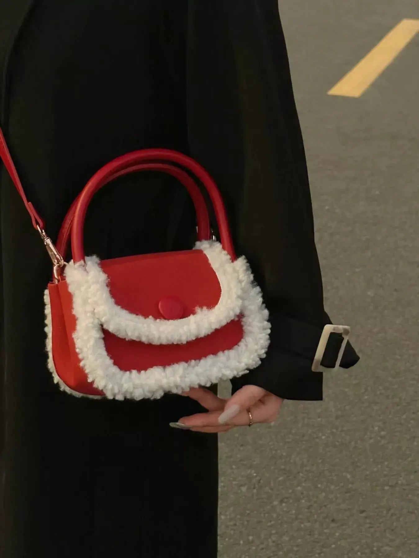 Fluffy Trim Mini Crossbody Bag by Trendsi