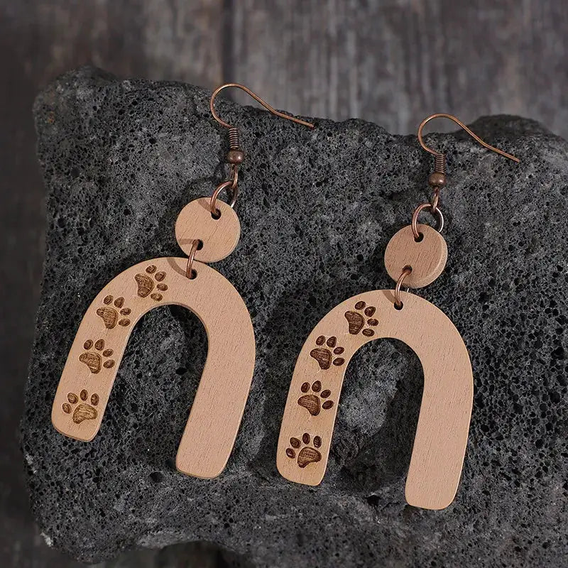 Geometric Shape Wooden Earrings by Trendsi