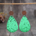 Sequin PU Leather Wooden Dangle Earrings by Trendsi